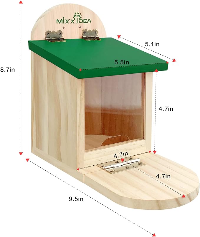 MIXXIDEA Wooden Squirrel Feeder Box