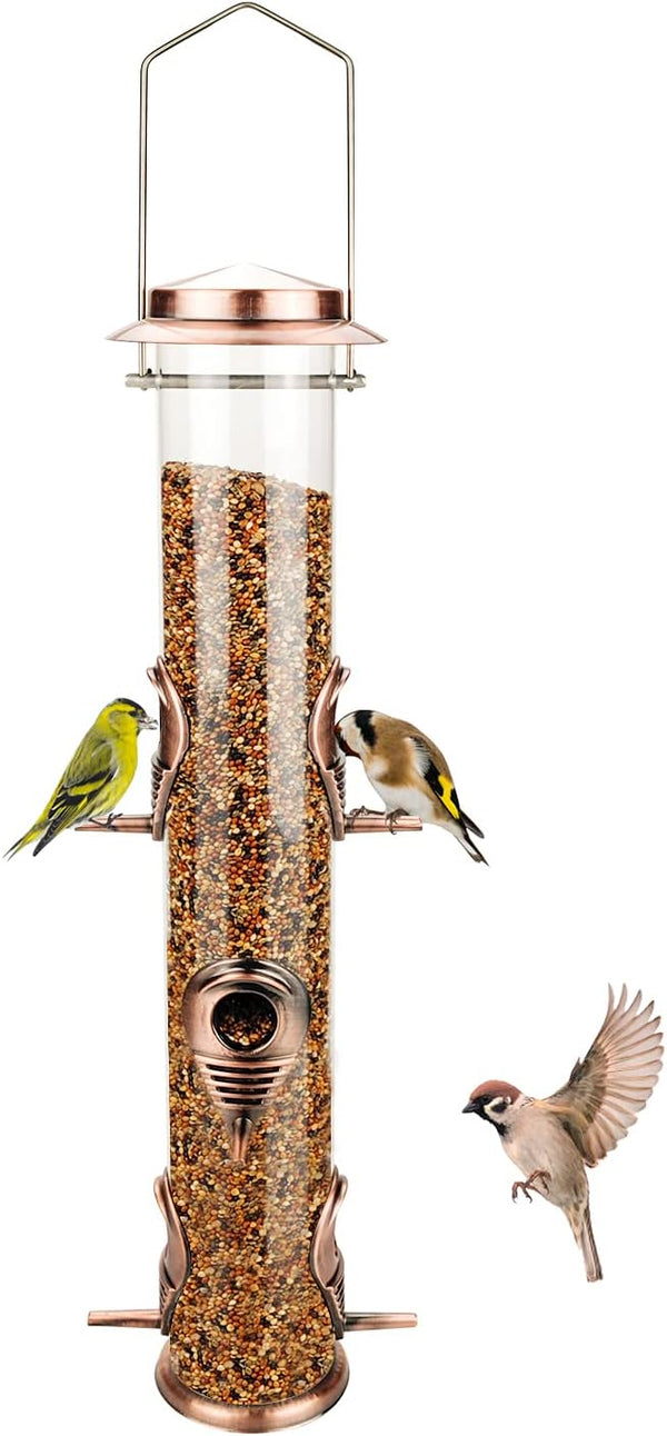 MIXXIDEA Metal Bird Feeder Tube Hanging  - Six Port Bird Feeders,1.4 mm