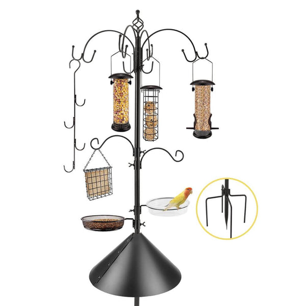 MIXXIDEA 94 Inch Bird Feeder Pole with Double W Hooks and Squirrel Baffle