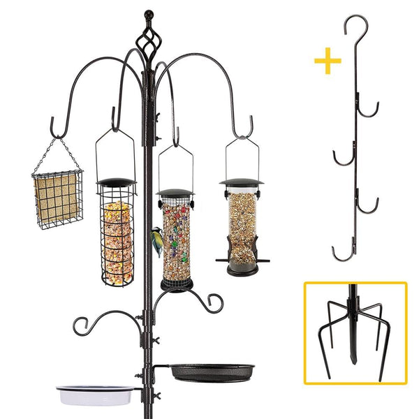 MIXXIDEA 94 Inch Bird Feeder Pole with 3 Feeders and J Hooks