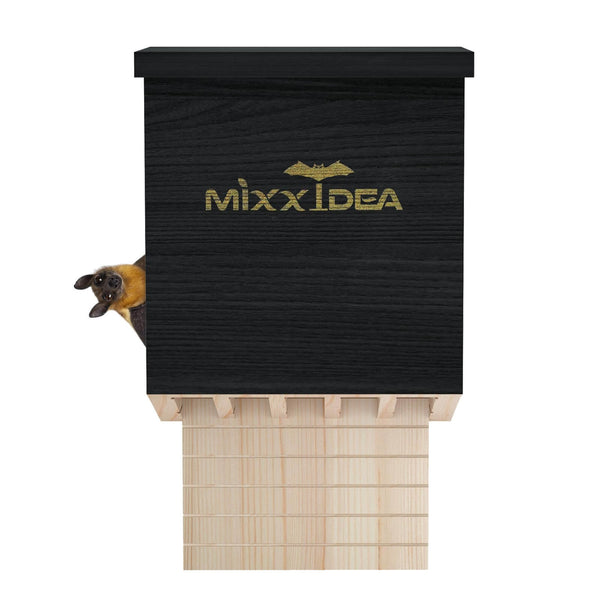 MIXXIDEA Cedar Wood Bat House- flat top, black