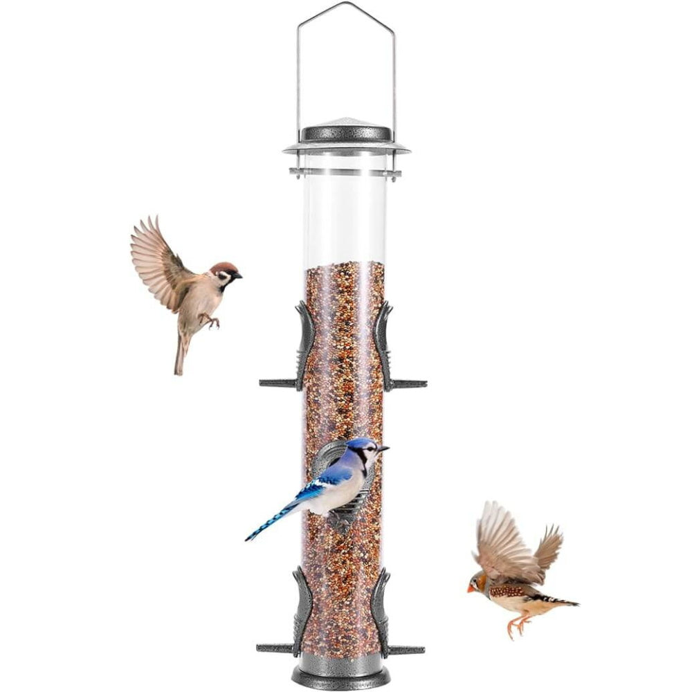 Metal Tube Bird Feeders with 6 Ports - Grey – Mixxidea